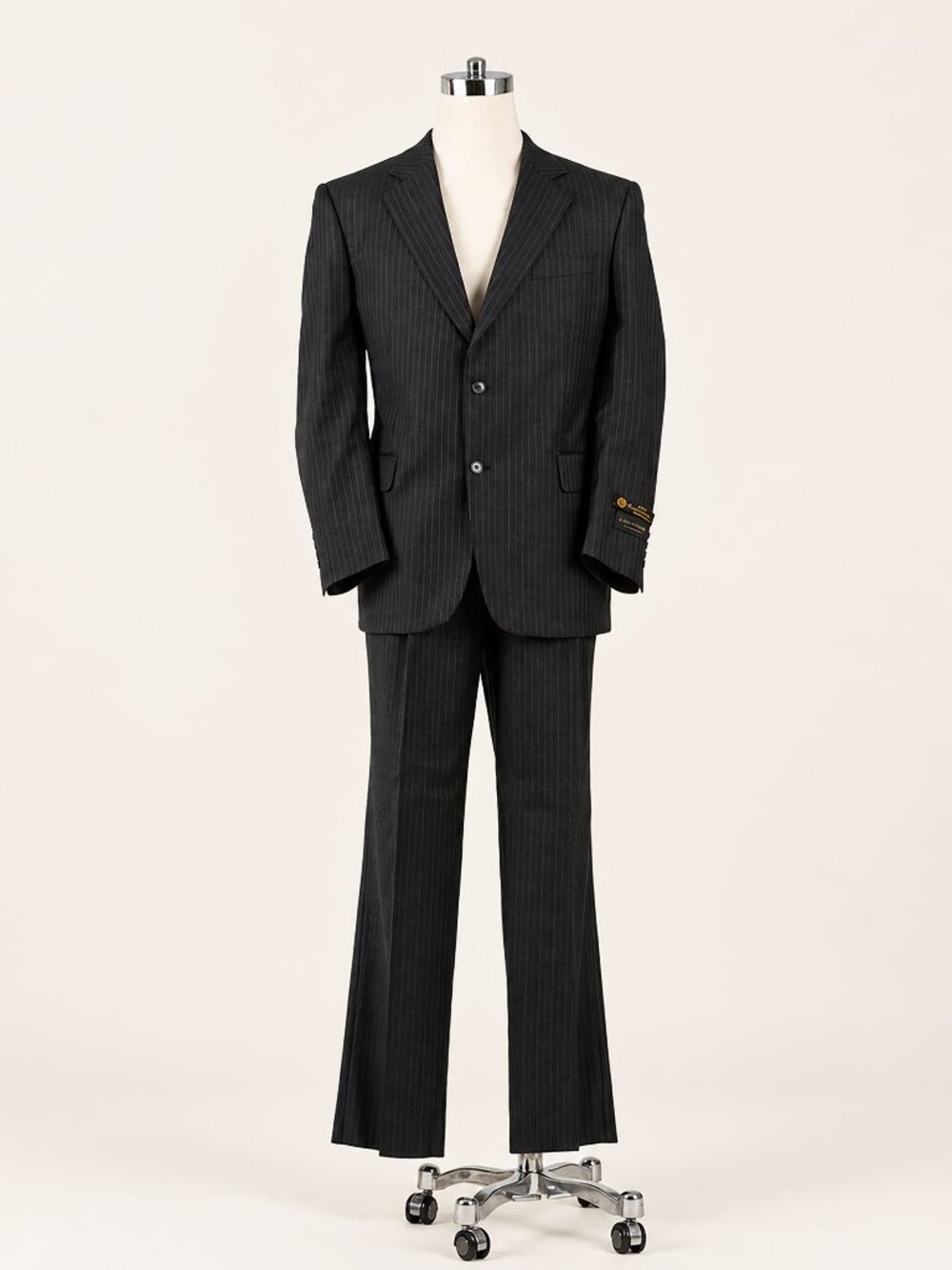 NWT Jack Victor Mens Suit 44R 38W Loro Piana Zelander Wool Charcoal Pinstripe